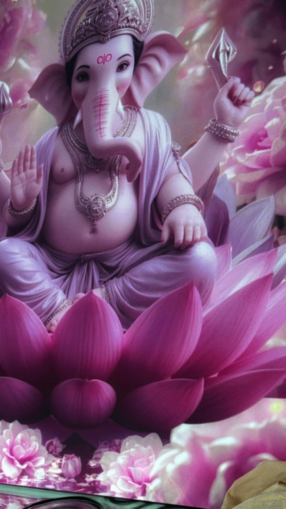 Divine Lotus Ganesha Art Panel (Canvas)