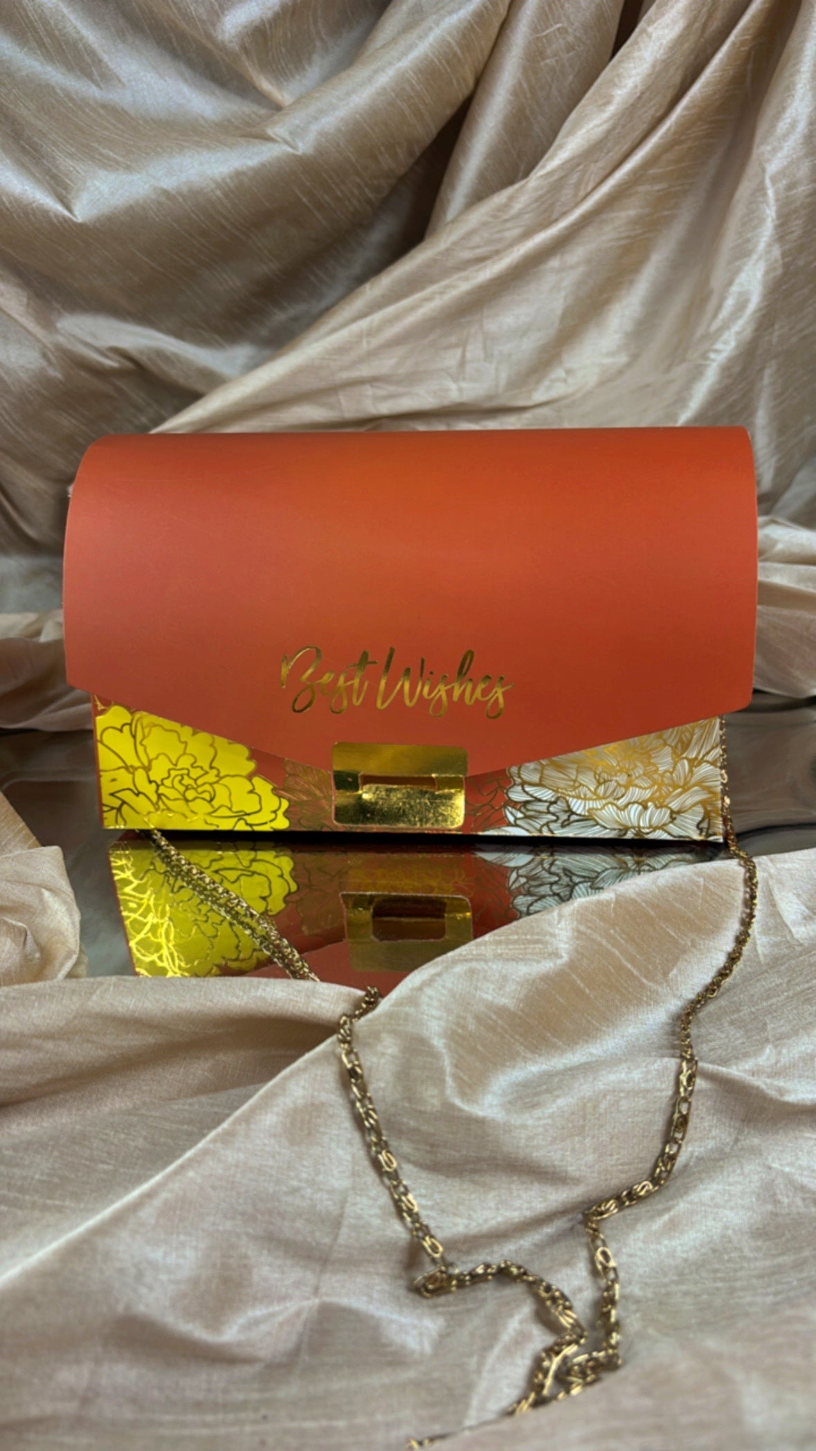 Orange Gold Sling Gift Bag/Box– Set of 10
