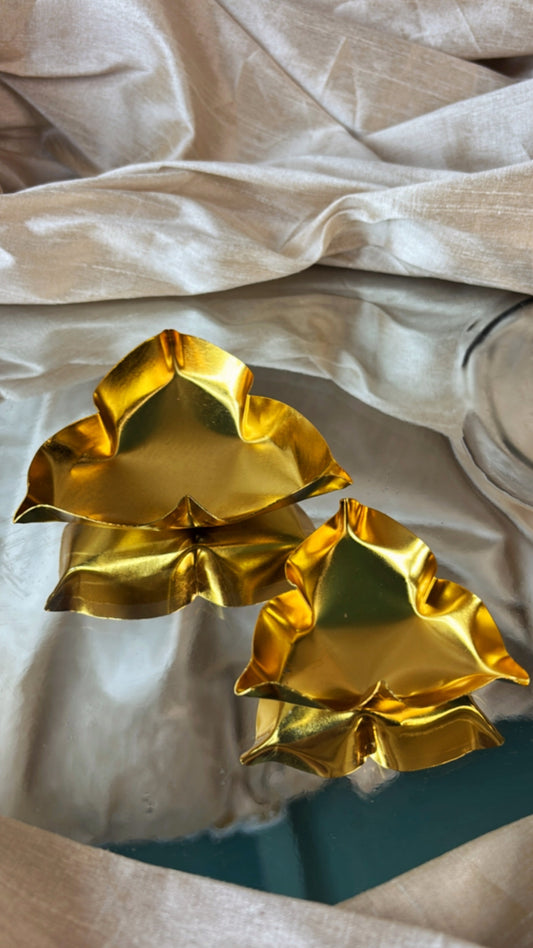 Luxe Leaf – Gold Plated Urli (Combo of 2)
