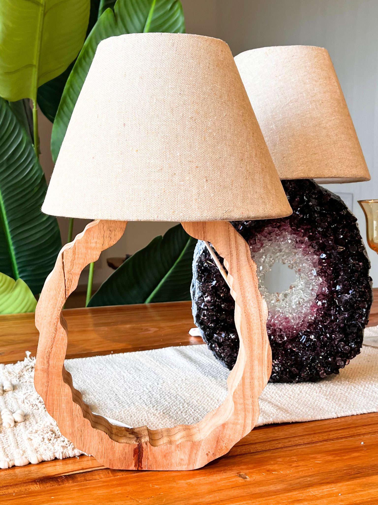 SET OF TWO (GEODE LAMP STRUCTURE LAMP SHADE