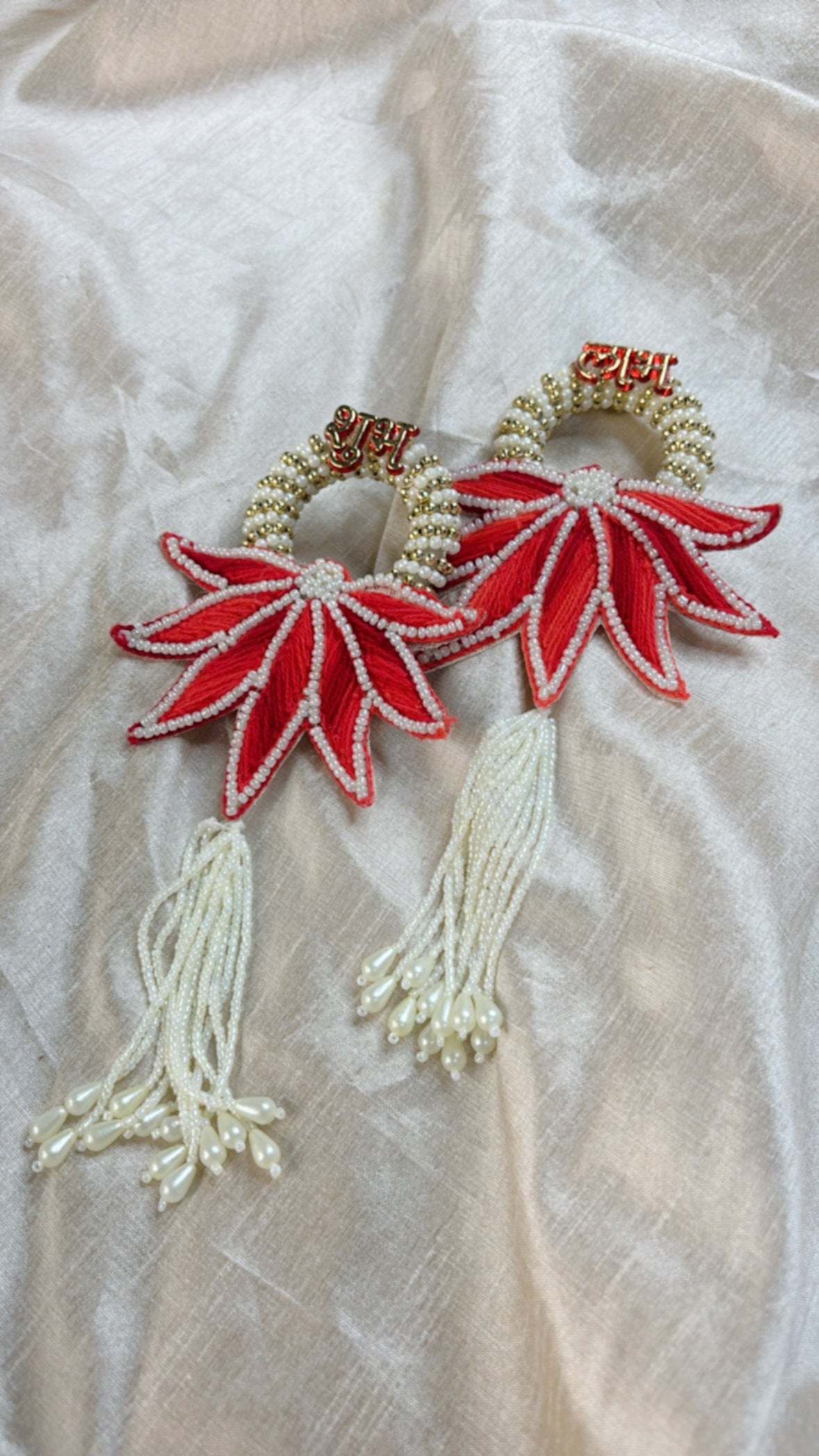 Red Lotus Shubh Labh Hanging - Set Of 10