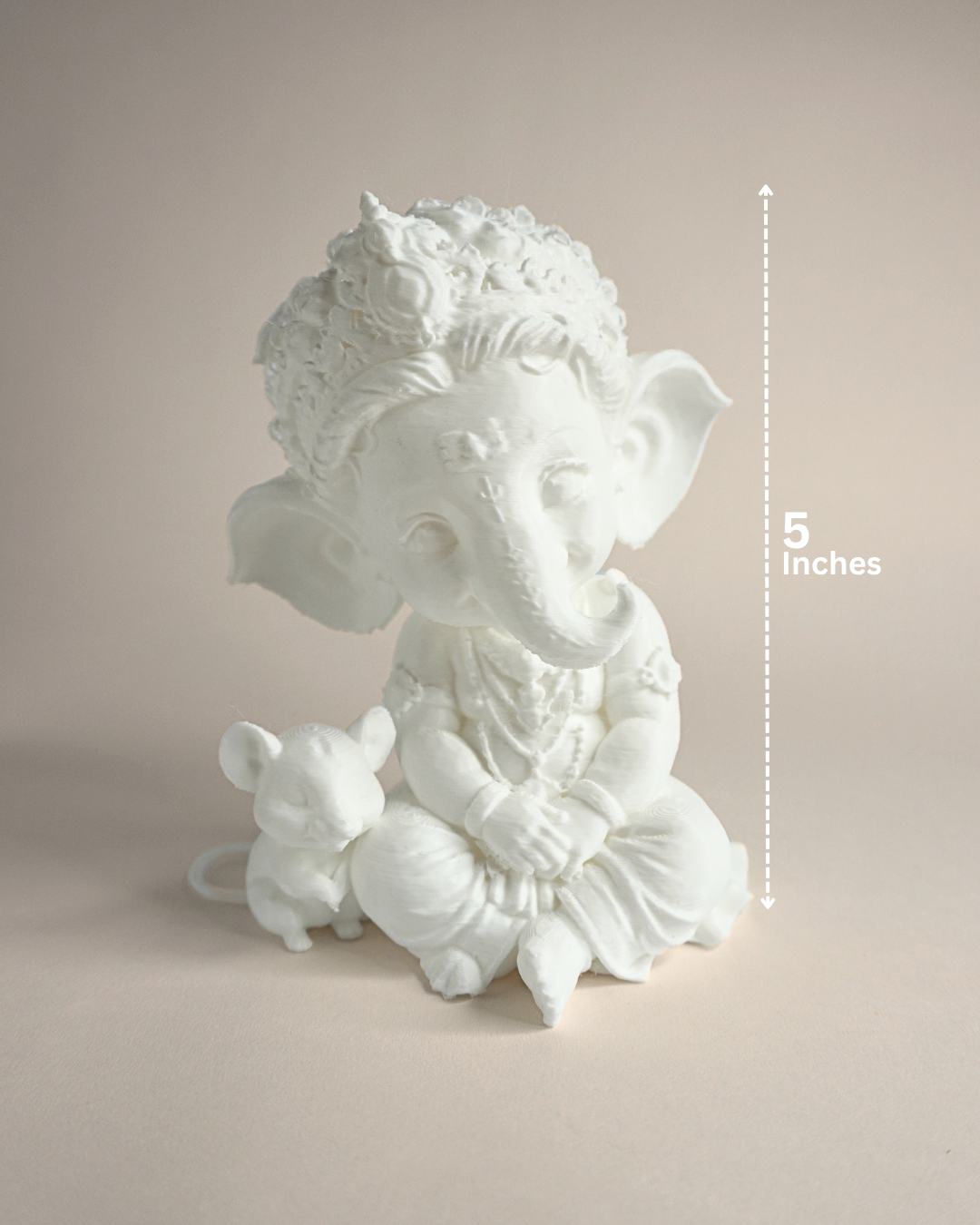 5" Adorable Ganesh Statue with Mouse