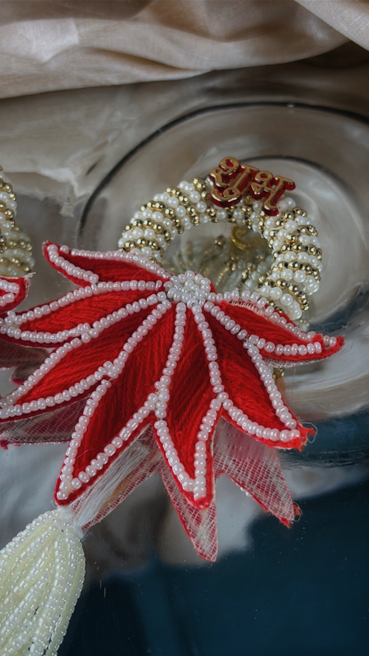 Red Lotus Shubh Labh Hanging - Set Of 10