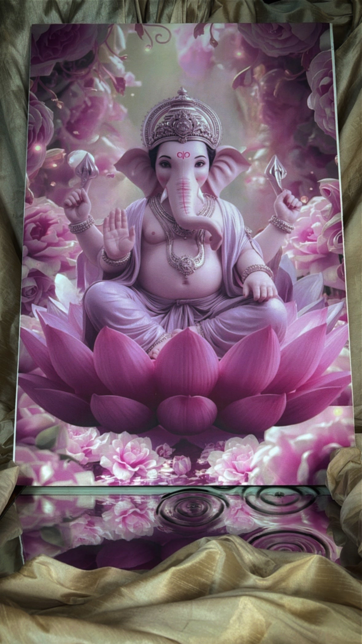 Divine Lotus Ganesha Art Panel (Canvas)
