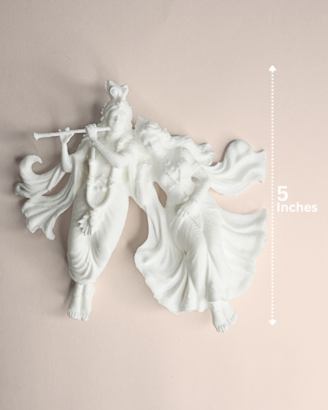 5-Inch 3D Printed Reclining Radha Krishna Idol - Matte White