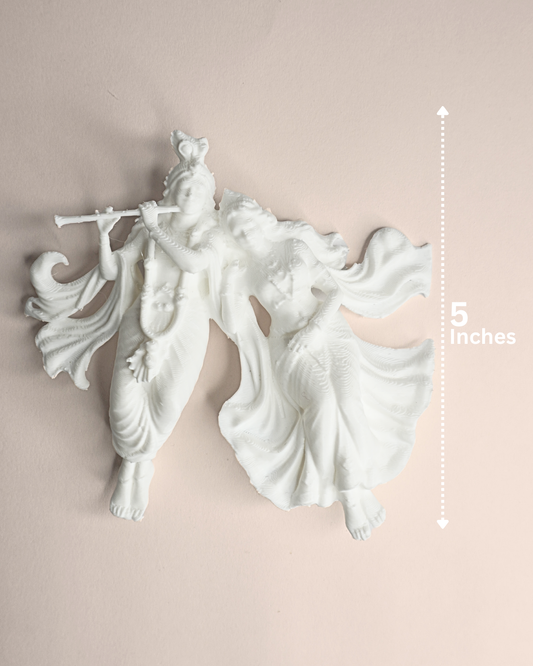 5-Inch 3D Printed Reclining Radha Krishna Idol - Matte White