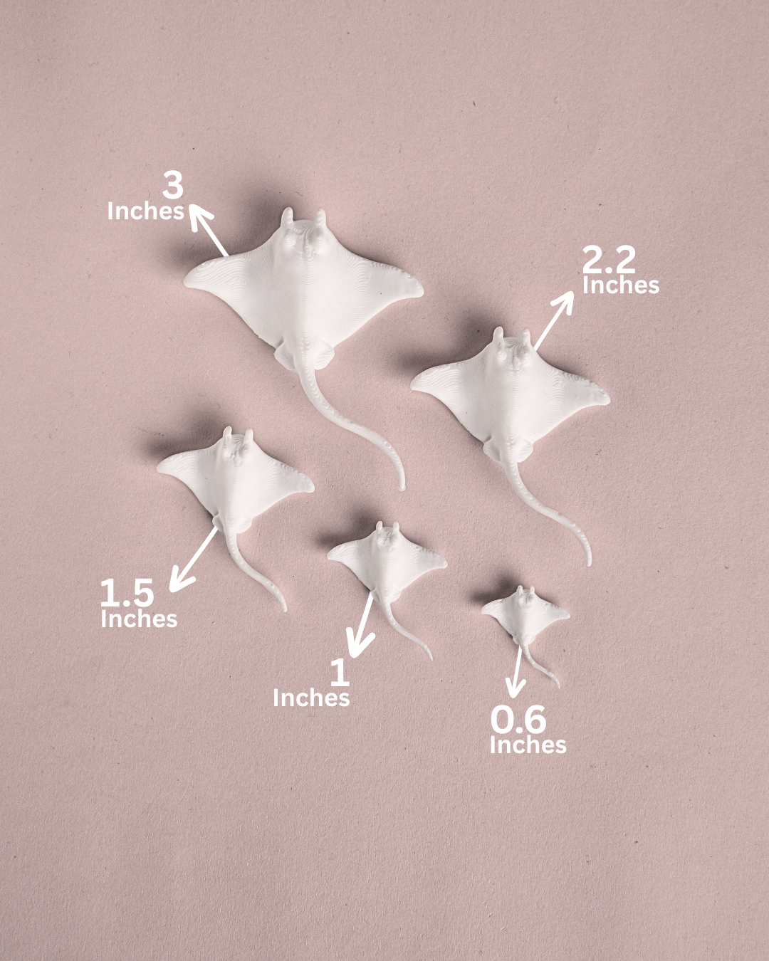 3D Printed Manta Ray Miniature Figure (Set Of 5)
