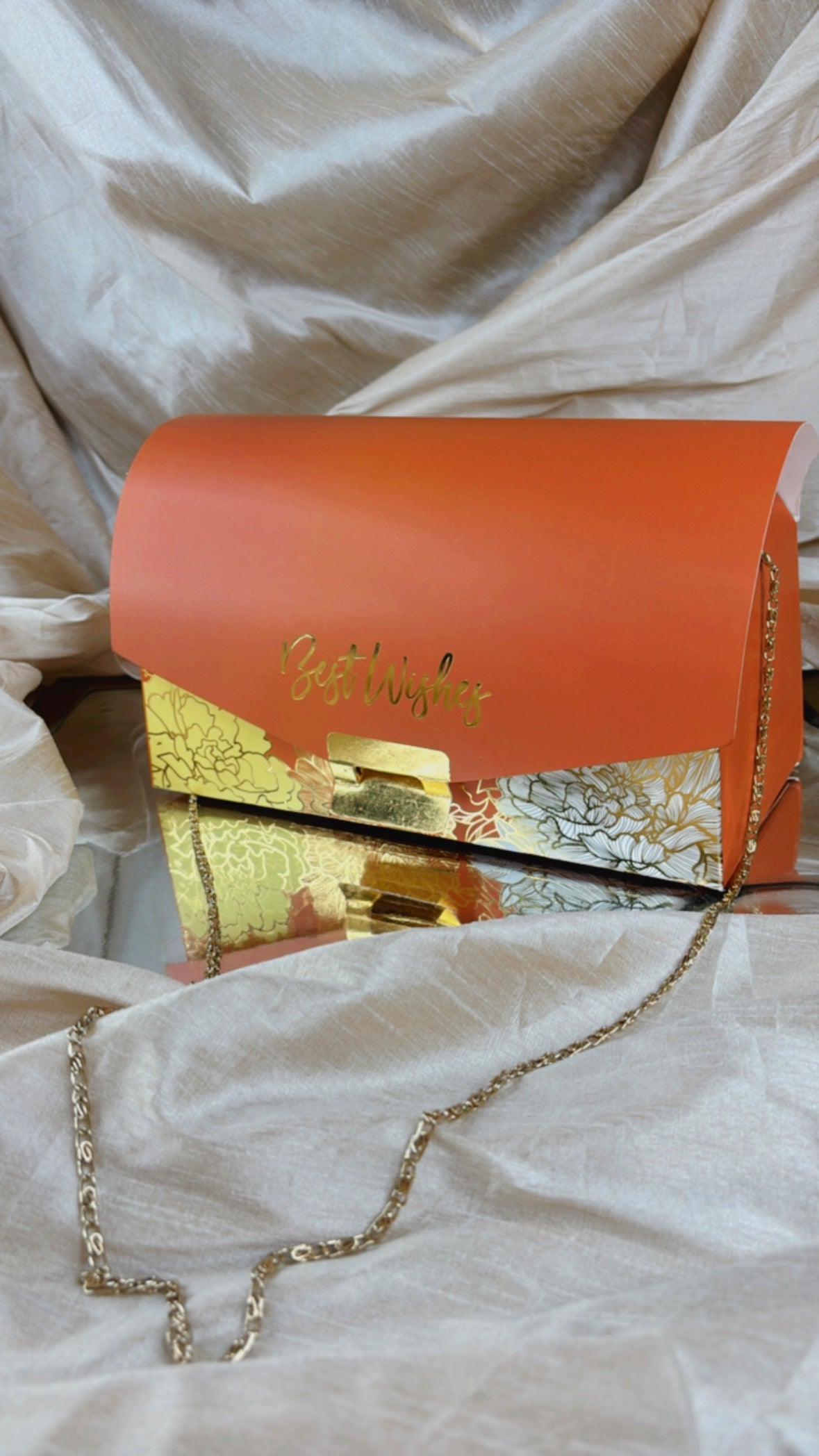 Orange Gold Sling Gift Bag/Box– Set of 10