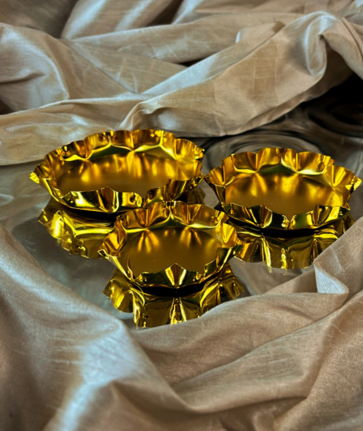 Trio Flame: Gold Plated Urlis (Set of 3) - Set Of 10