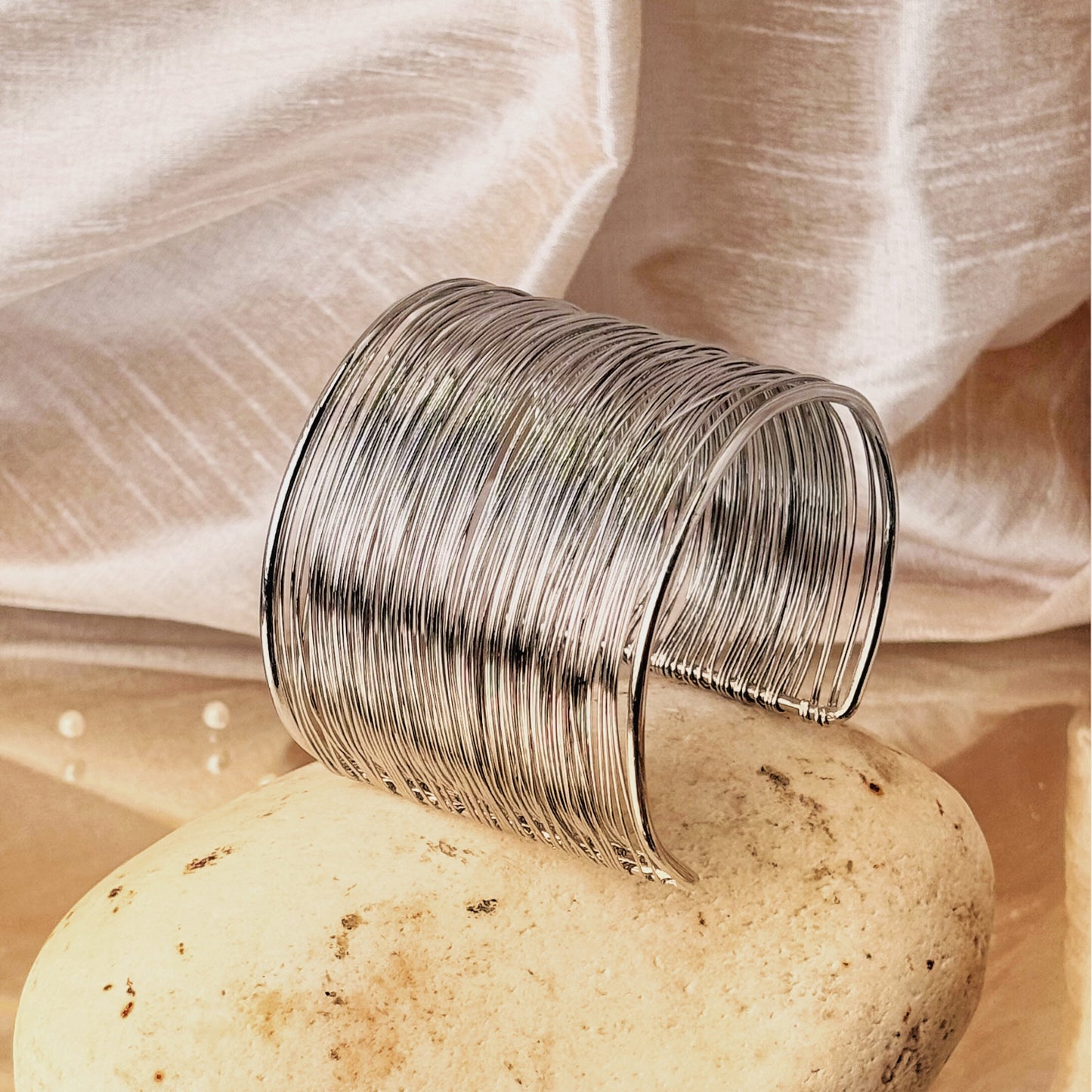 Silver Bangle Cluster Bracelet