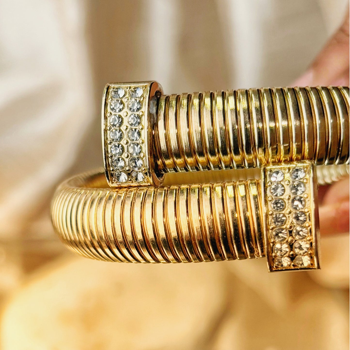 Golden Studded Serpent Texture Bracelet