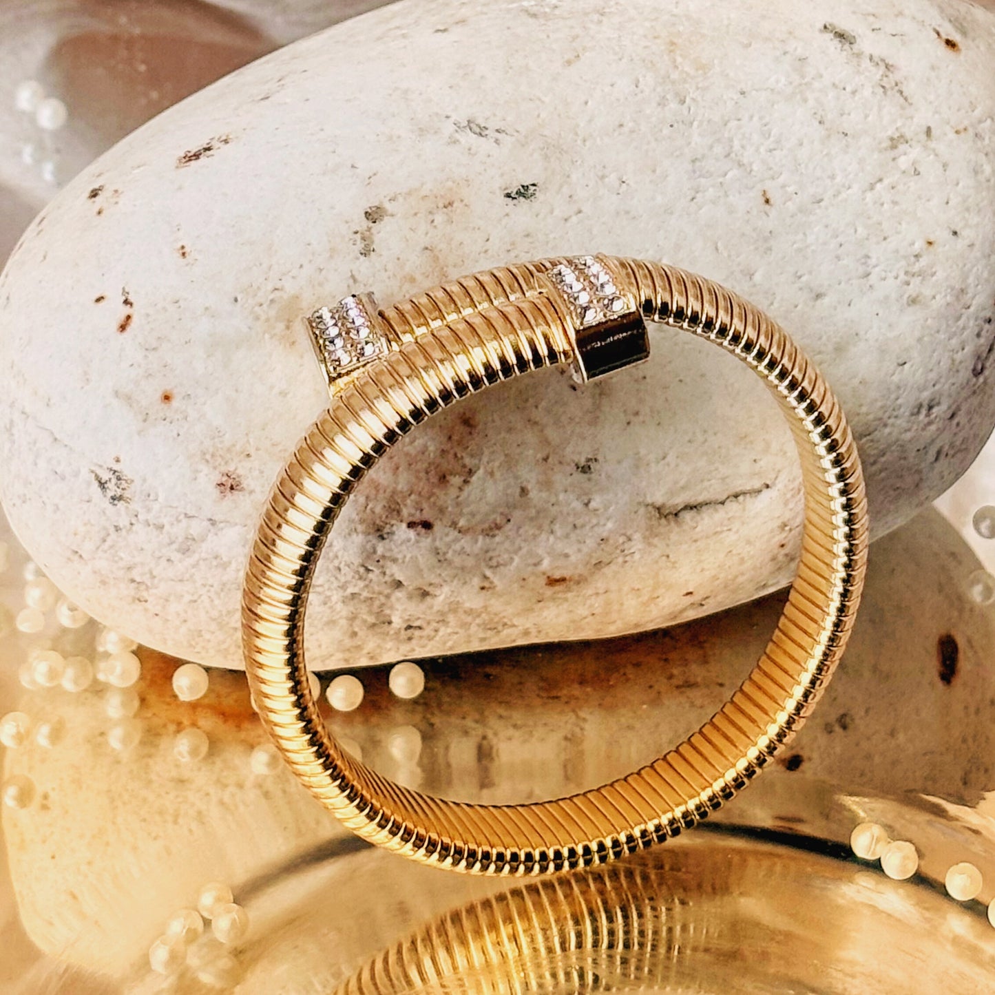 Golden Studded Serpent Texture Bracelet