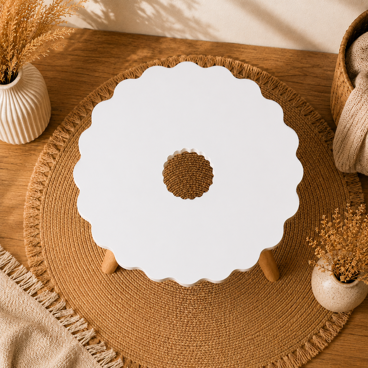 Wavy Round with Center Hole Acrylic MDF Table