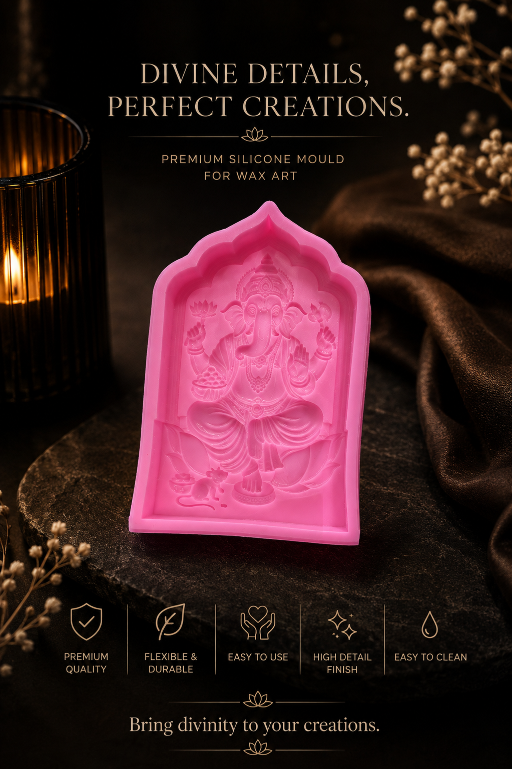 Divine Lord Ganesha Silicone Mould (14 x 9 CM)
