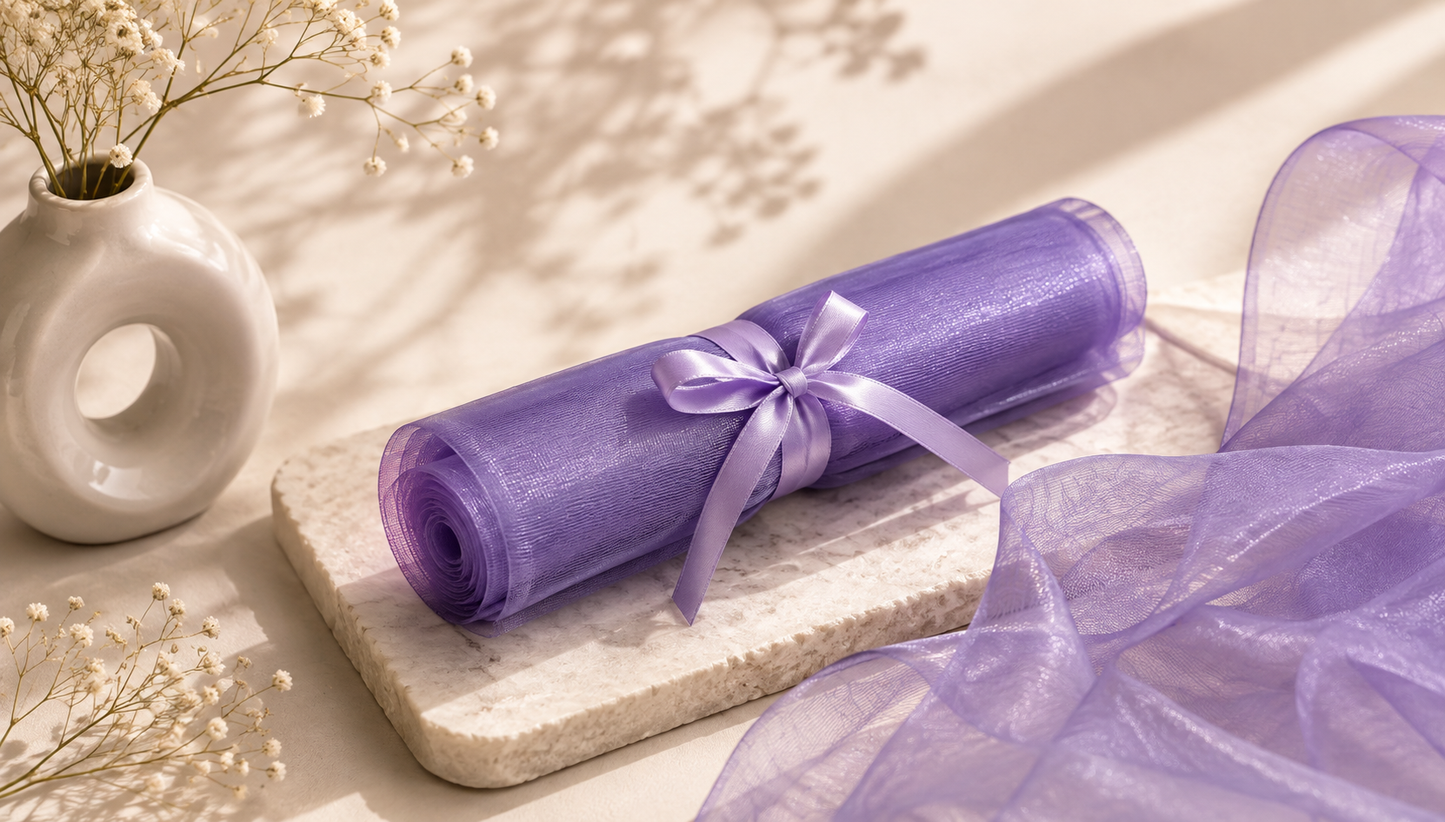 Premium Lavender Tissue Organza Net Roll | 4.5m x 120cm