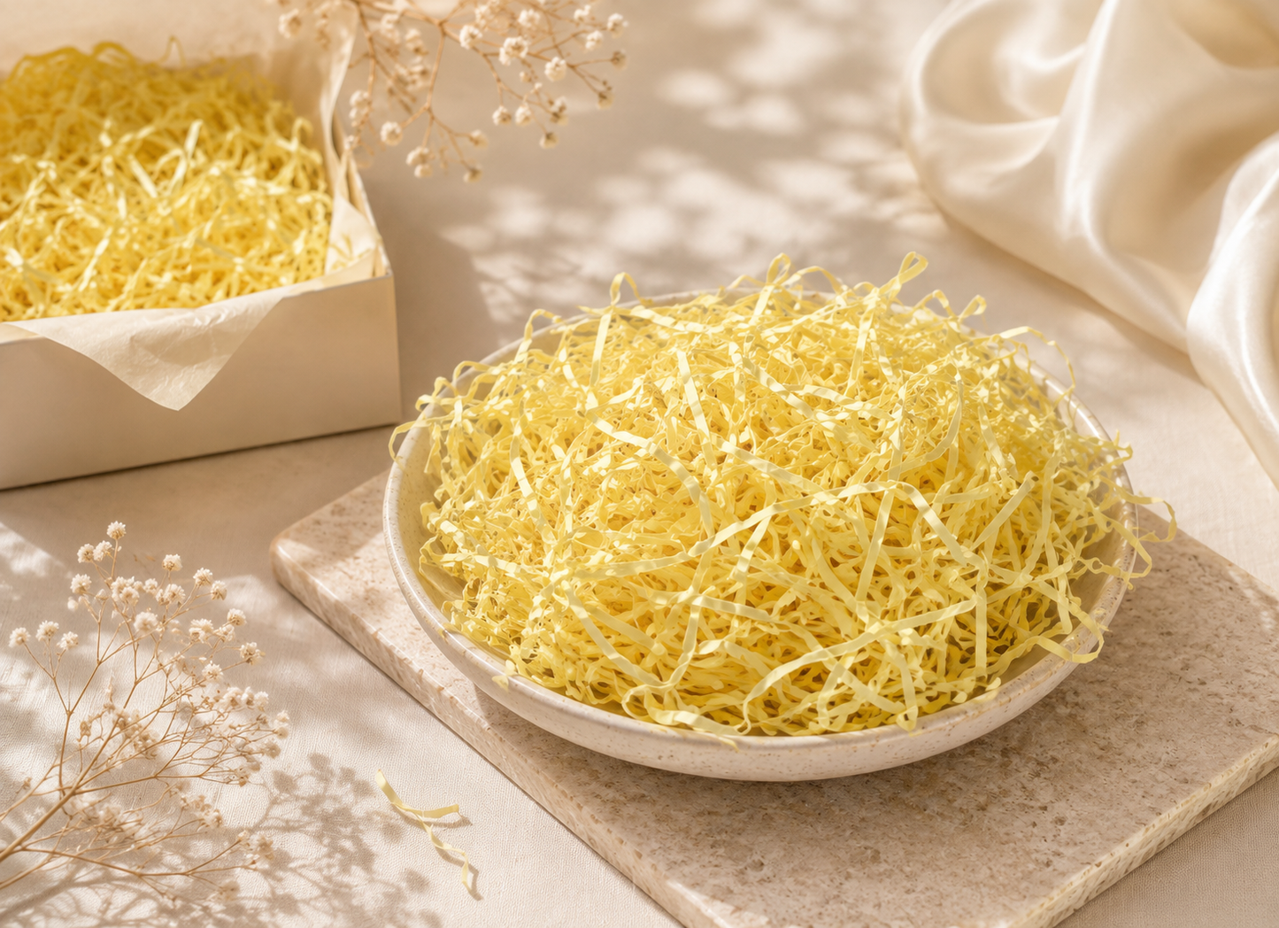 Pastel Yellow Paper Shreds | Gift Box & Hamper Filler (100g)