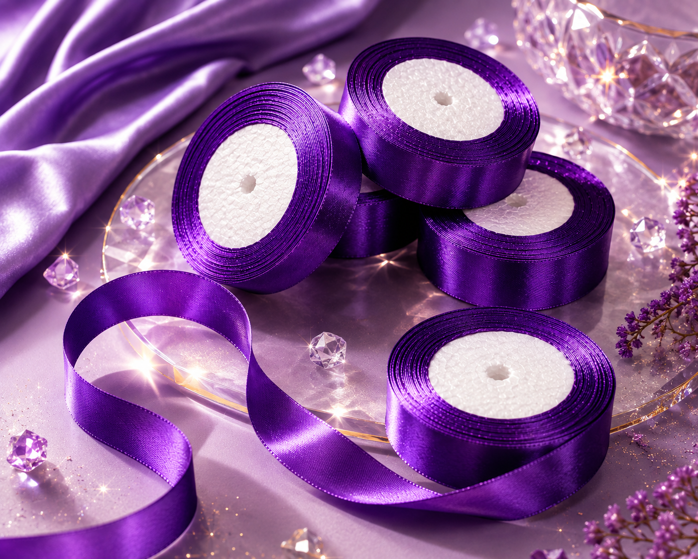 1 Inch Purple Satin Ribbon (25 Yards) | Premium Craft & Wrapping Ribbon
