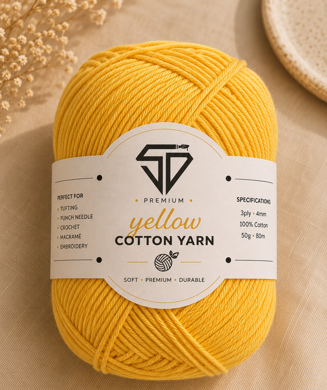 Yellow Cotton Yarn Ball