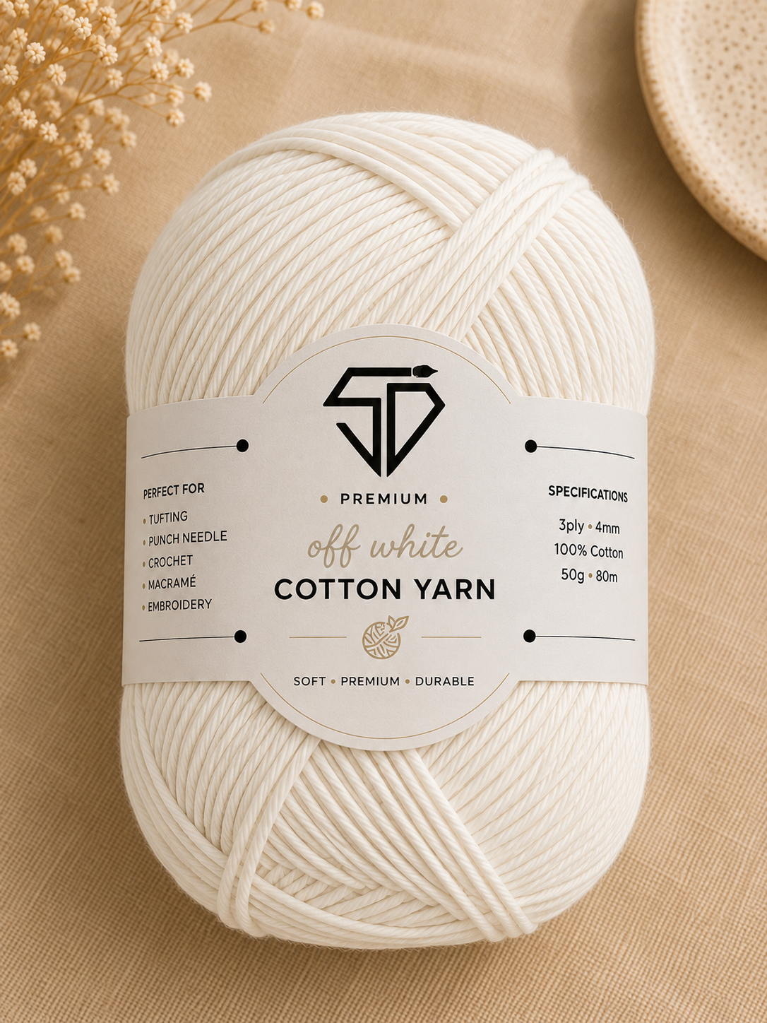 Off White Cotton Yarn Ball