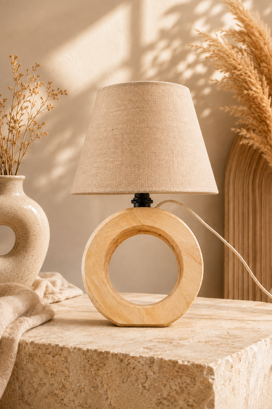 Wooden Ring Halo Table Lamp (10")