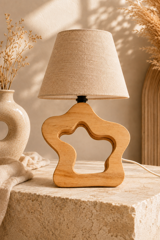 Abstract Wooden Table Lamp (10")