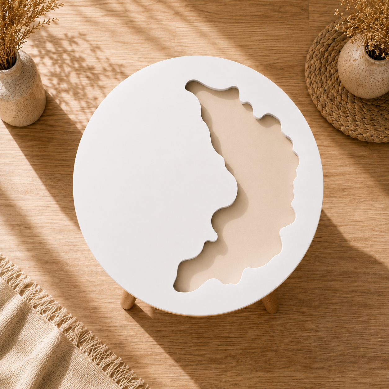 Round Abstract Pattern Acrylic MDF Table