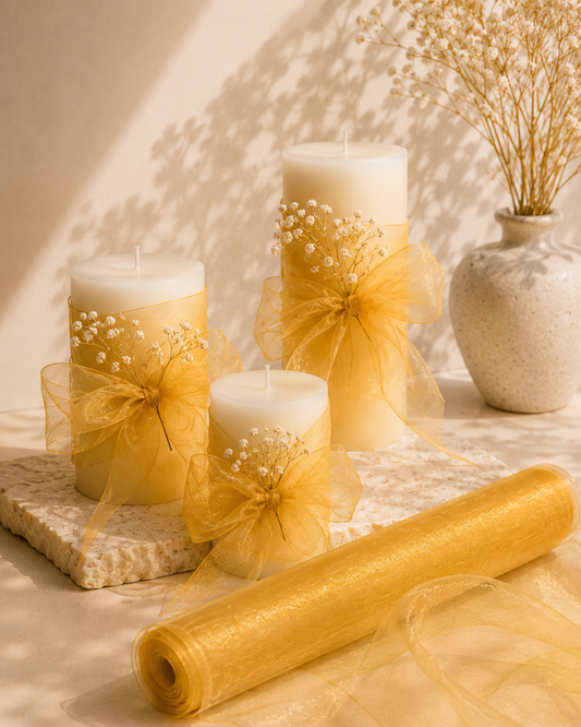 Premium Golden Tissue Organza Net Roll | 4.5m x 120cm