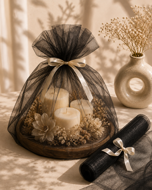 Premium Black Tissue Organza Net Roll | 4.5m x 120cm