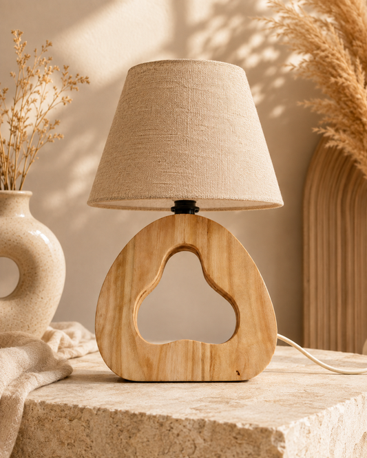 Rounded Teardrop Wooden Lamp (10")