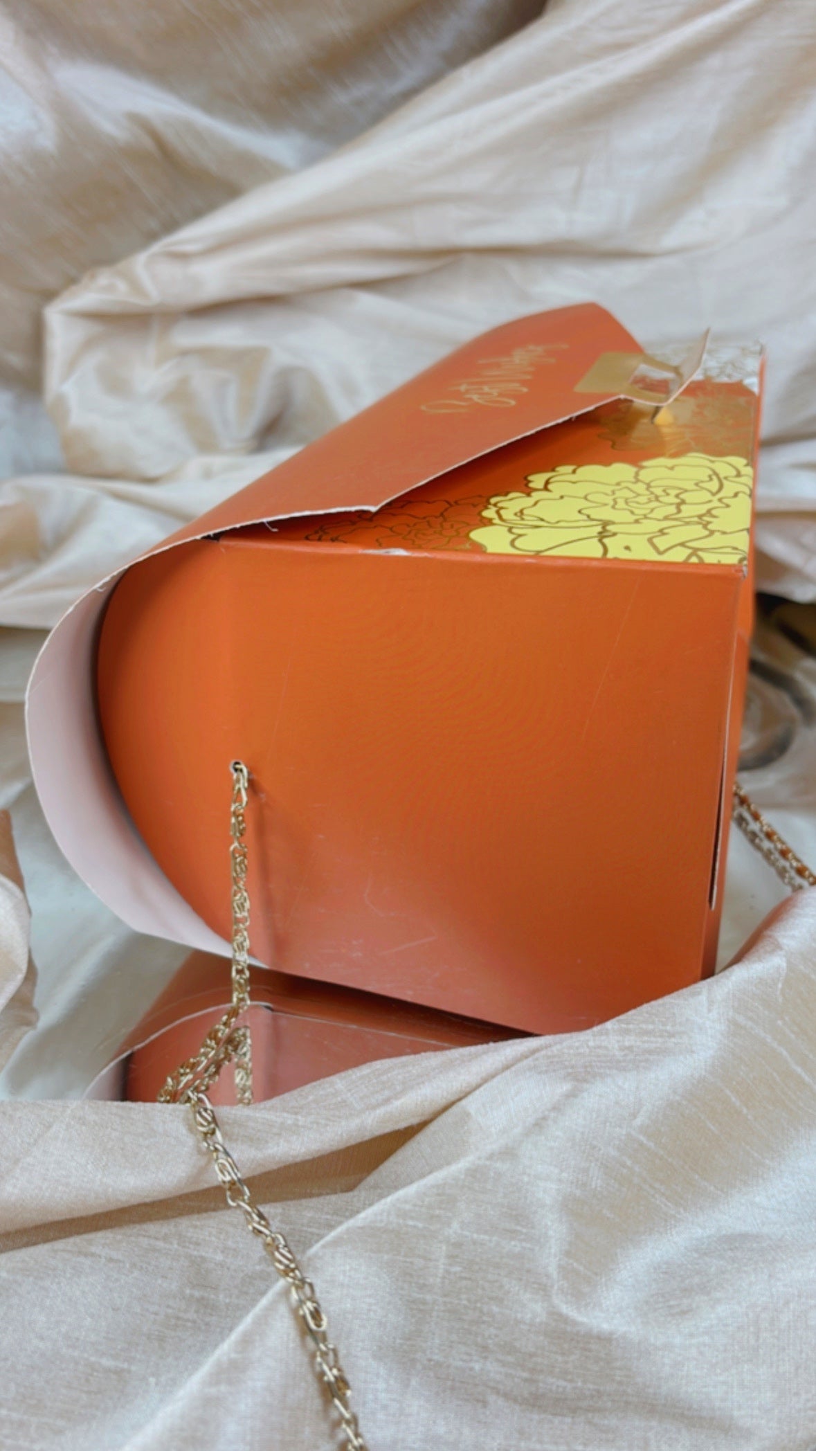 Orange Gold Sling Gift Bag/Box– Set of 10