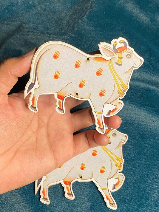 Cow Printed MDF Cutout- set of 2