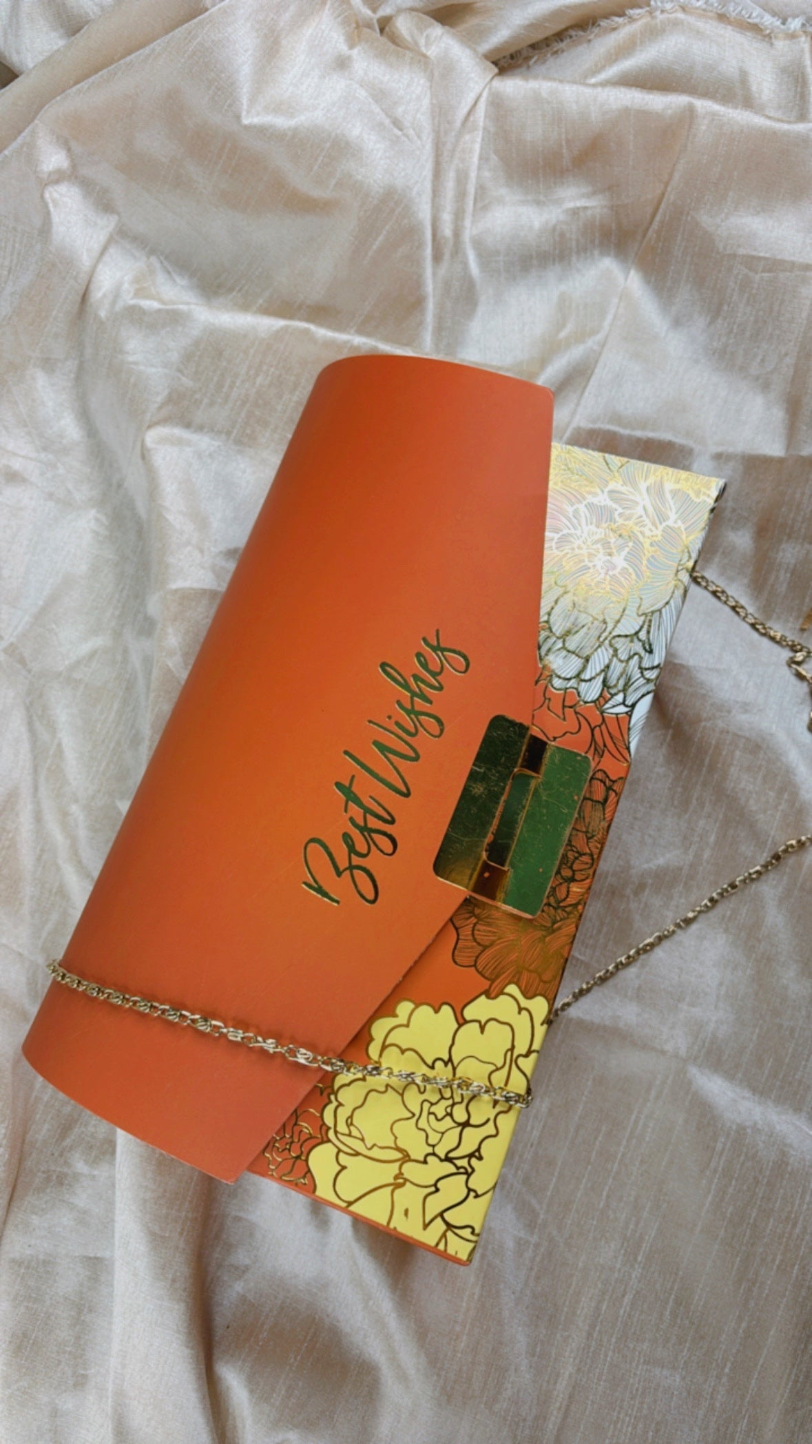 Orange Gold Sling Gift Bag/Box– Set of 10