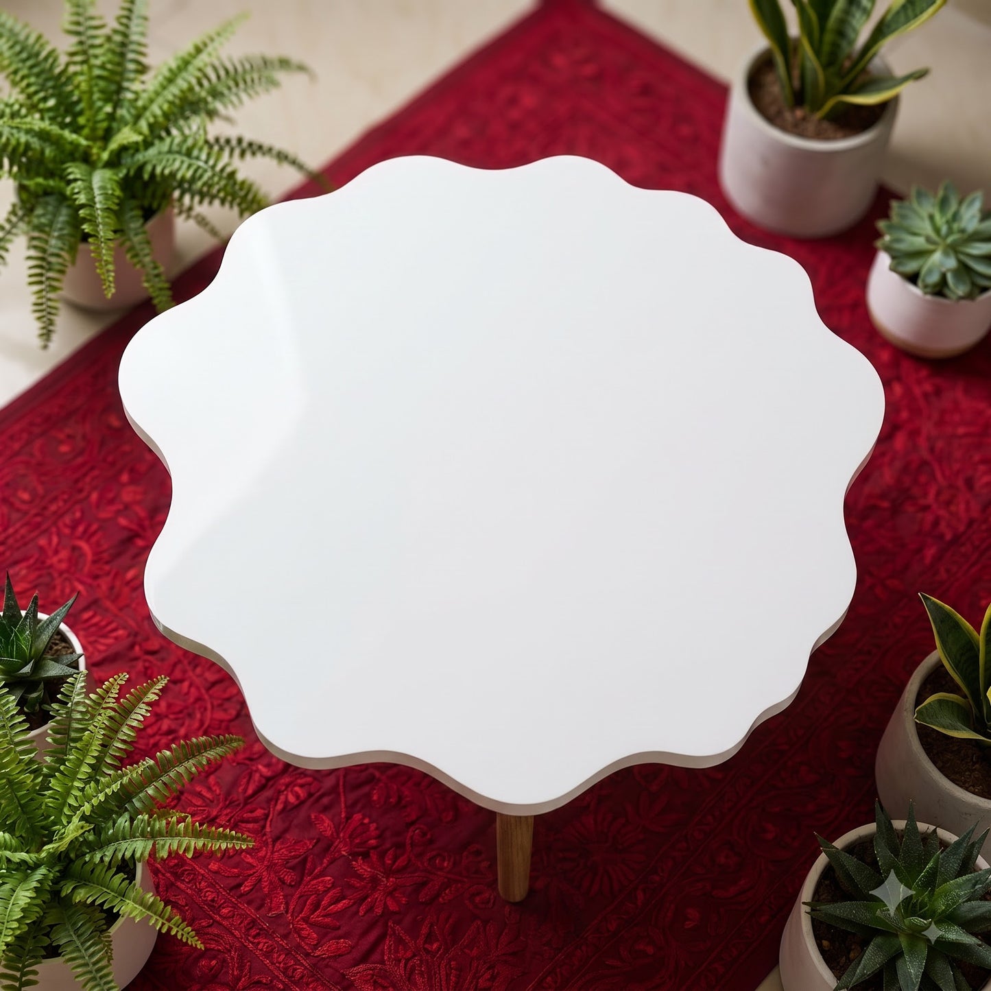 Wavy Round Acrylic MDF Table