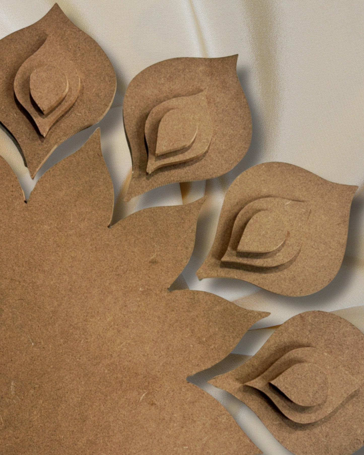 Royal Feather Rangoli MDF Structure - Set Of 5