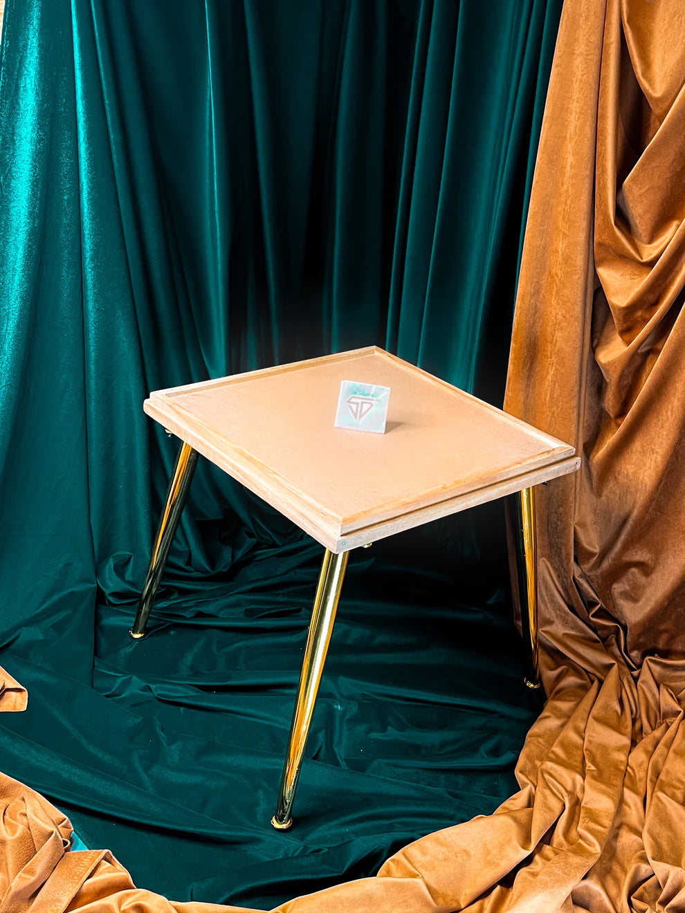 Square Table with Golden Metal Legs (Set of 5)