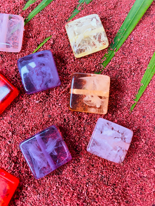 Rakhi Resin Base- Multicolor Square (Set of 10)