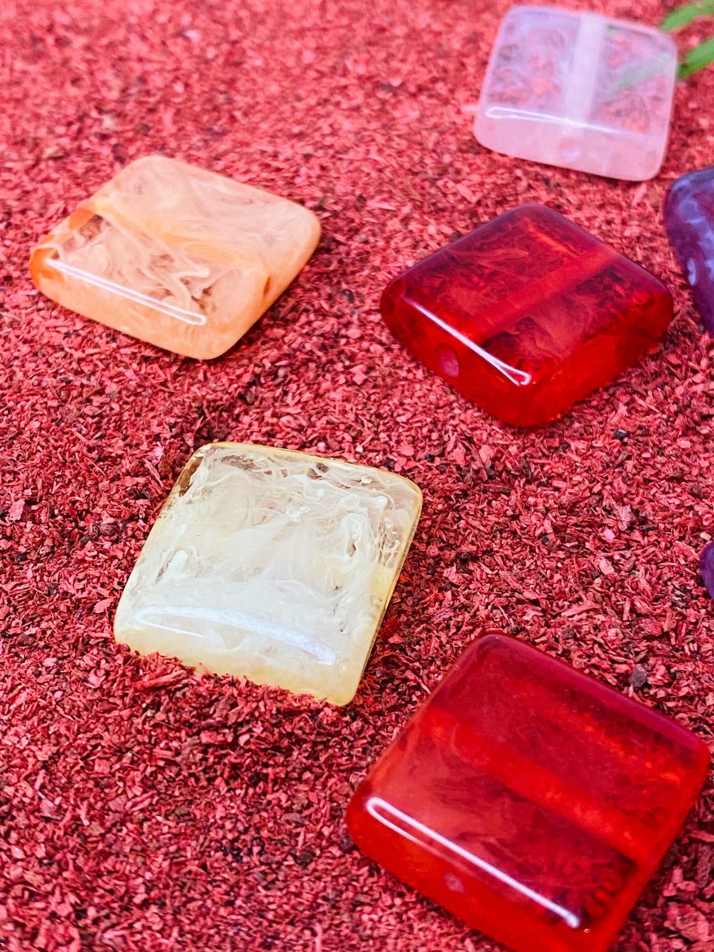 Rakhi Resin Base- Multicolor Square (Set of 10)