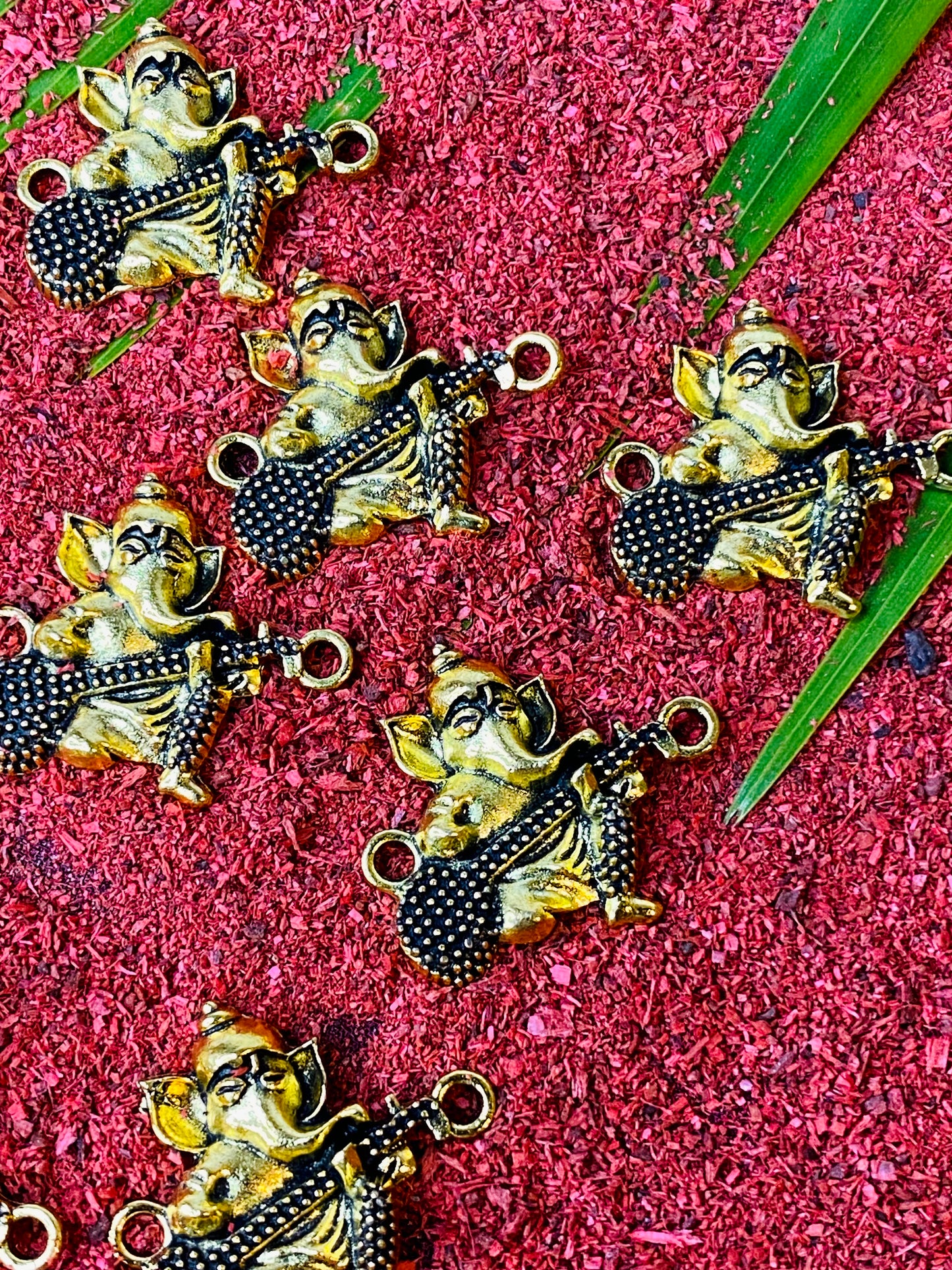Ganesha Veena Metal Charm Set of 5