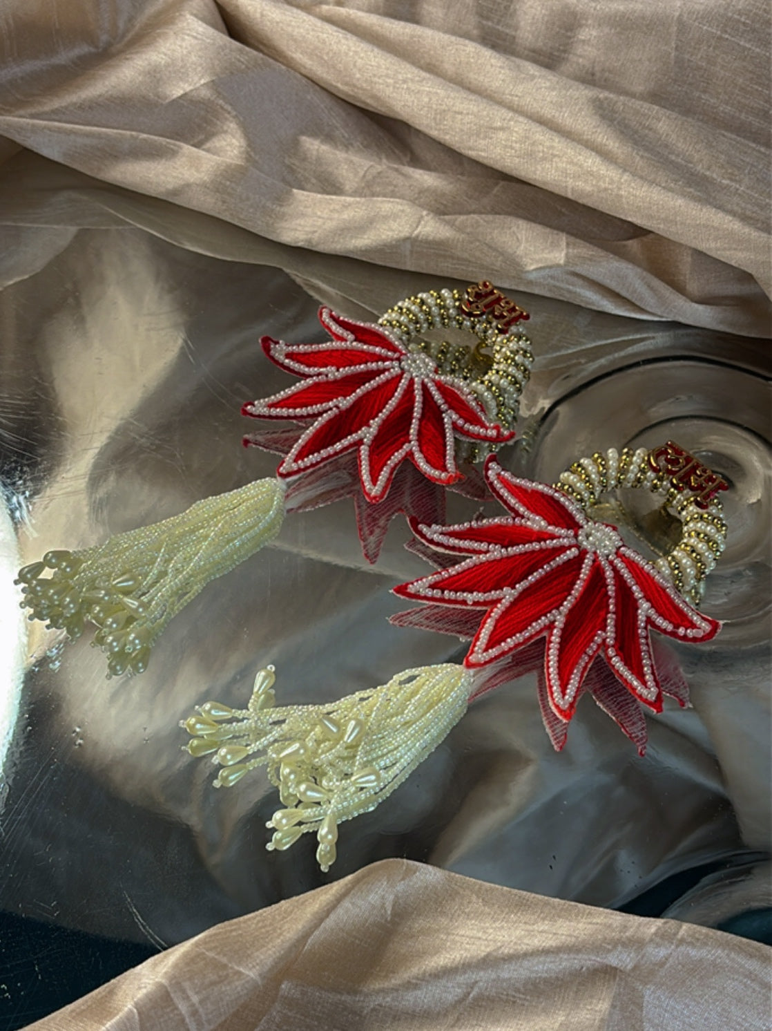 Red Lotus Shubh Labh Hanging - Set Of 10