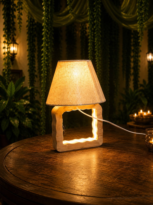 Ganesh Vatika LED Wooden Lamp Structure with Shade