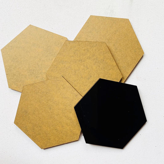 Hexagon Acrylic Coasters- Black