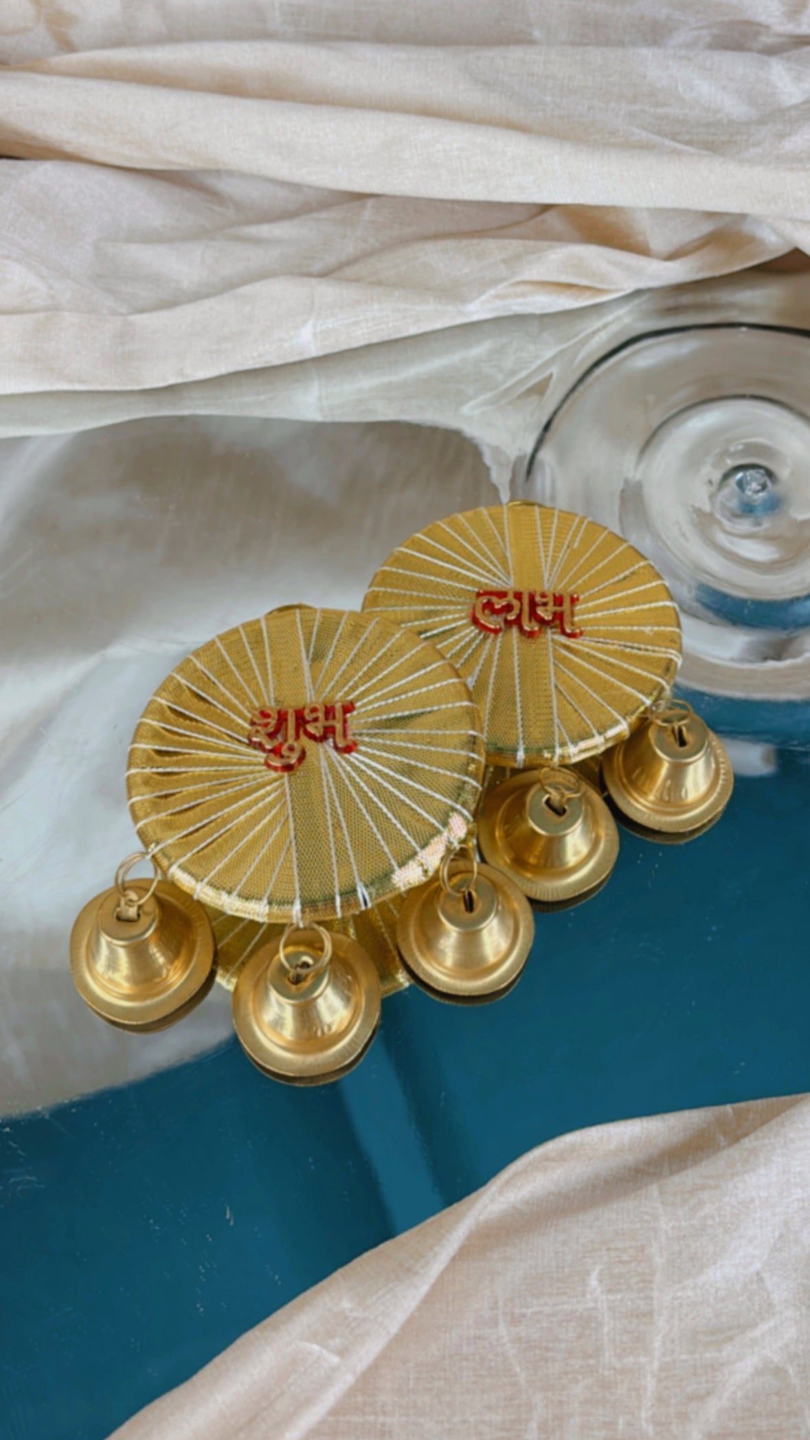 Round Bell Shubh Labh Hanging - Set Of 10