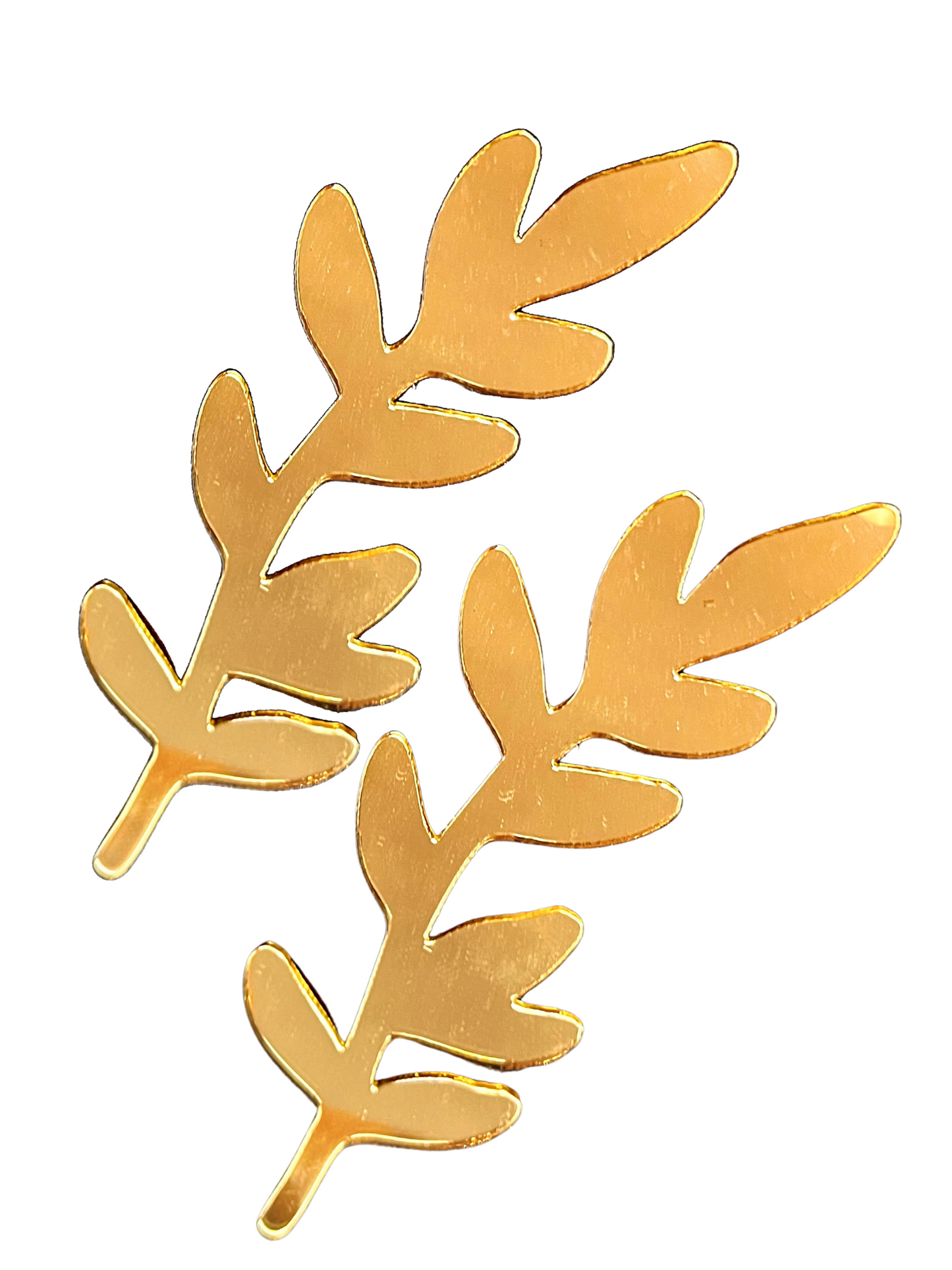 Golden Leaf-Shaped Acrylic Structure Set of 5
