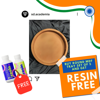 MDF Circular Tray Set of 5 + 2:1 Resin Hardner- 300gm
