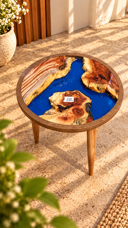 16" Framed Round River Table with Wooden Legs [Style 10]