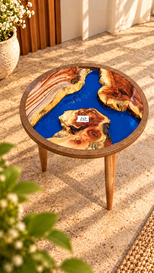 16" Framed Round River Table with Wooden Legs [Style 10]