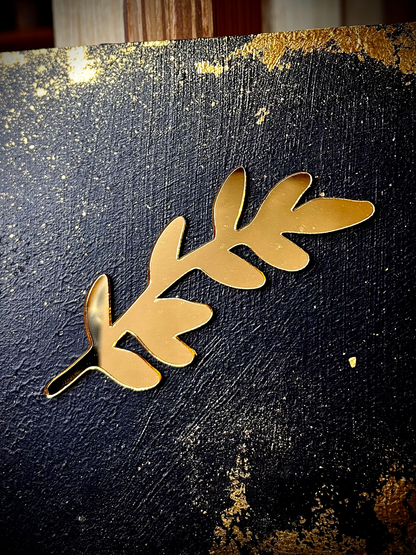 Golden Leaf-Shaped Acrylic Structure Set of 5