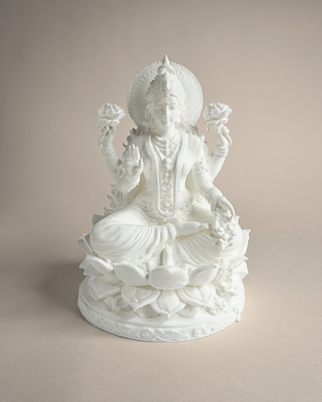 5-Inch 3D Printed Goddess Laxmi Idol - Matte White