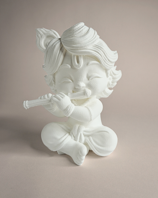 5-Inch 3D Printed Krishna with Peacock Feather Statue