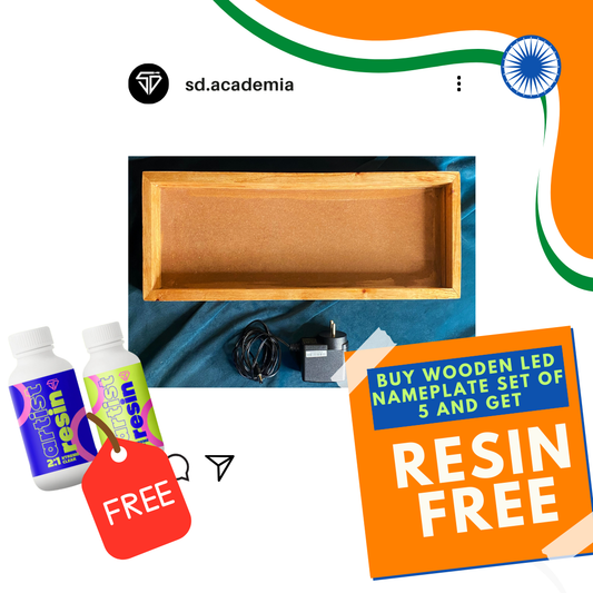 Wooden LED Nameplate Set of 5 + 2:1 Resin Hardner- 300gm